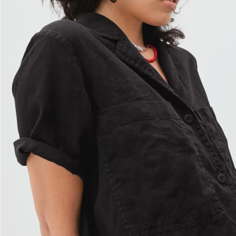 🖤EVERLANE THE LINEN WORKWEAR DRESS IN BLACK S XL - Picture 4 of 7